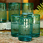 'Aquamarine Flowers' Etched Juice Glasses