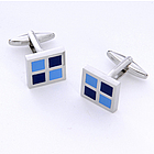 Blue Squares Cuff Links with Personalized Case