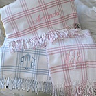 Personalized Windowpane Check Flannel Blanket