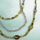 Three Strand Sterling & Green Beaded Layer Necklace