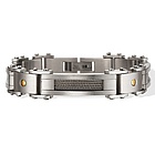 Cable Design Mens Bracelet with Gold Color Screws