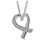 CZ Accent Open Heart Pendant Necklace