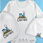 Personalized Baby Layette Long Sleeve 3pc with Graphic Designs