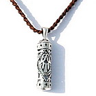 Mezuzah Pendant on Brown Knitted Necklace