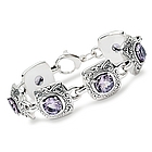 Amethyst Link Bracelet in Sterling Silver
