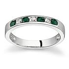 Round Emerald and Diamond Channel Ring in White Gold