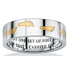 Stainless Steel & Sterling Tutone ''Footprints in the Sand'' Ring
