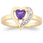 Genuine Amethyst Heart & Crystal Accent Ring