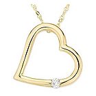 14k Yellow Gold Diamond Heart Pendant with Chain