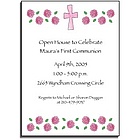 Personalized Invitations with Pink Cross & Roses