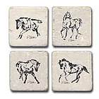 Marble Stone Coasters with Horse Motif
