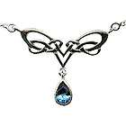 Celtic Knot Sterling Silver Necklace with Blue Topaz Teardrop