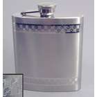 Engraved Double-Band Squares Patterned Flask