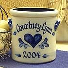 Personalized 1 Quart Crock with Heart Design