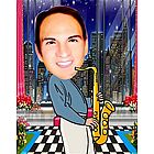 Your Photo In A Saxophone Caricature