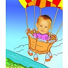 Your Photo In A Hot Air Balloon Caricature