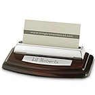 High Gloss Mahogany Silver Business Card Holder