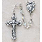Silver Rosary with 7 MM Aurora Borealis Beads