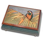 Parrot Sits on Palm Tree Musical Jewelry Box