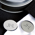 Engravable Silver Plated Oval Cuff Links with Initials