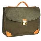 Olive Micro-Suede Single-Gusset Briefcase