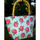 Aqua with Rose Buds Cloth Summer Handbag
