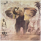 4 Piece Patchwork Elephant Wall Mural