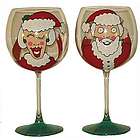 King & Queen of Christmas Hand Painted Balloon Wine Glasses