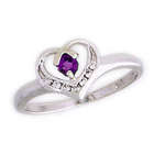 Precious Amethyst and Diamond White Gold Heart Ring