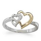 Sterling Silver TwoTone Diamond Accent Hearts Ring