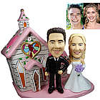 Bride and Groom at the Church Custom Cake Topper
