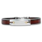 Brown Leather 14k & Stainless Bracelet