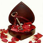 Engraved Wood Heart Keepsake Box and Pewter Key to My Heart