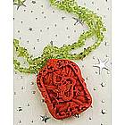 Cinnabar Pendant with Peridot Necklace