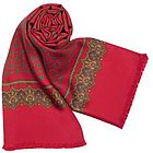 Men's Wine Red Floral Print Reversible Wool-Silk Scarf