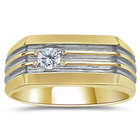 Men's Diamond Grooves Solitaire Ring