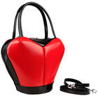 Heart Shape Italian Polished Leather Handbag