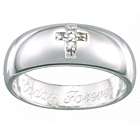 Sterling Silver Pave Diamond Cross Message Ring
