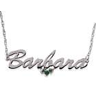 10K White Gold Name Necklace with Birthstones
