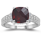 Garnet & Diamond Antique Filigree Ring