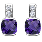 Checkerboard Amethyst & Diamond Earrings