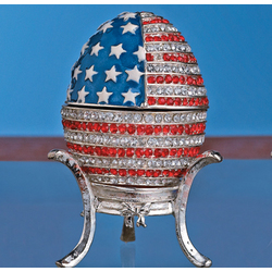 Enameled Hinged Patriotic Egg Box
