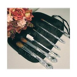 Six Piece Make Up Brush Set and Satin Case