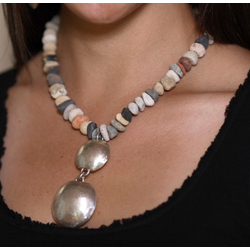 Cape Town Pebbles and Silver Ball Necklace
