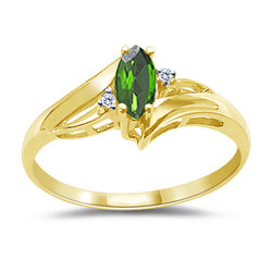 Diamond and Emerald Ring in 14K Yellow Gold