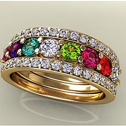 Custom 8 Stone Mother's Ring with Diamonds