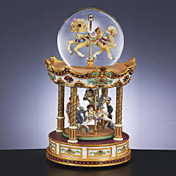 Horse Carousel Ride Merry-Go-Round Water Globe Music Box