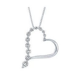 14kt White Gold Heart Shaped Diamond Necklace
