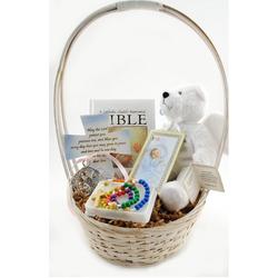 Personalized Catholic Baptism Gift Basket for a Girl