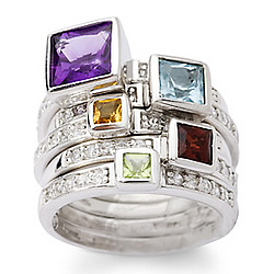 Set of Five 3.45 Ct. T.w. Multi-Gem Rings In Sterling Silver